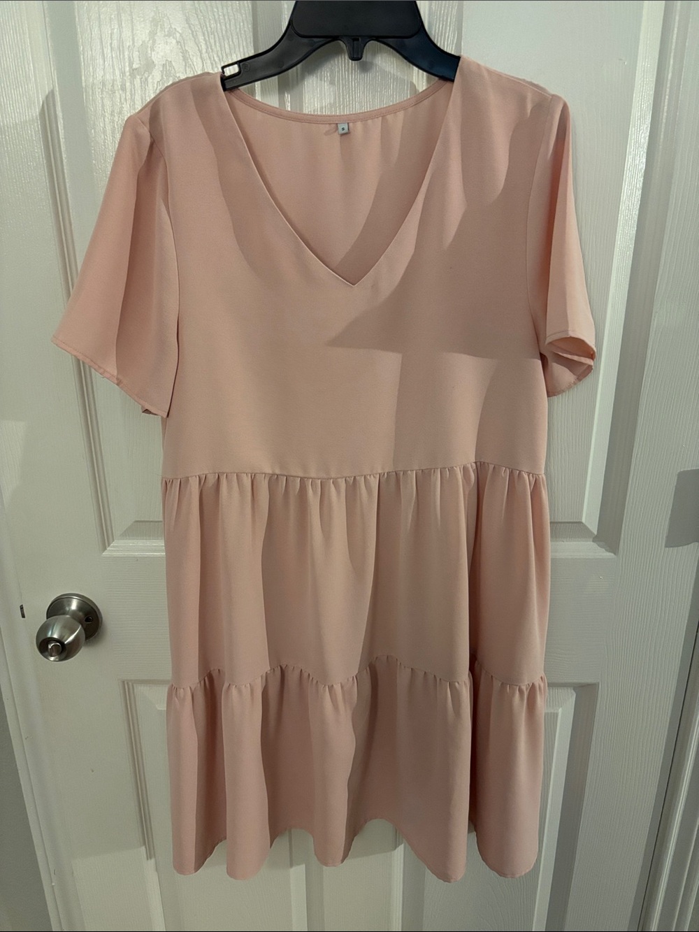 Women's V-Neck Tiered Dress - Blush Pink